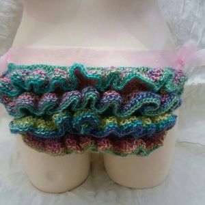 Delicate Lace Couture Handmade Mermaid Ruffle Side Tie Knickers Rainbow Panties